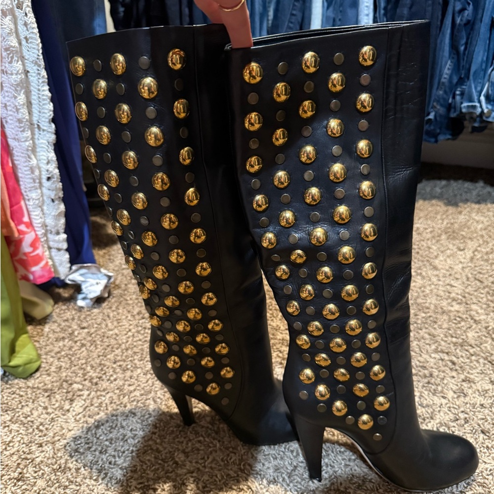 Gucci Leather Studded Accents Boots new !! Never worn